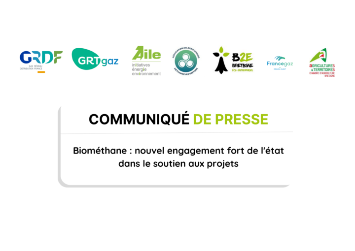 Communiqué de presse Biométhane nouvel engagement fort de l'état dans le soutien aux projets